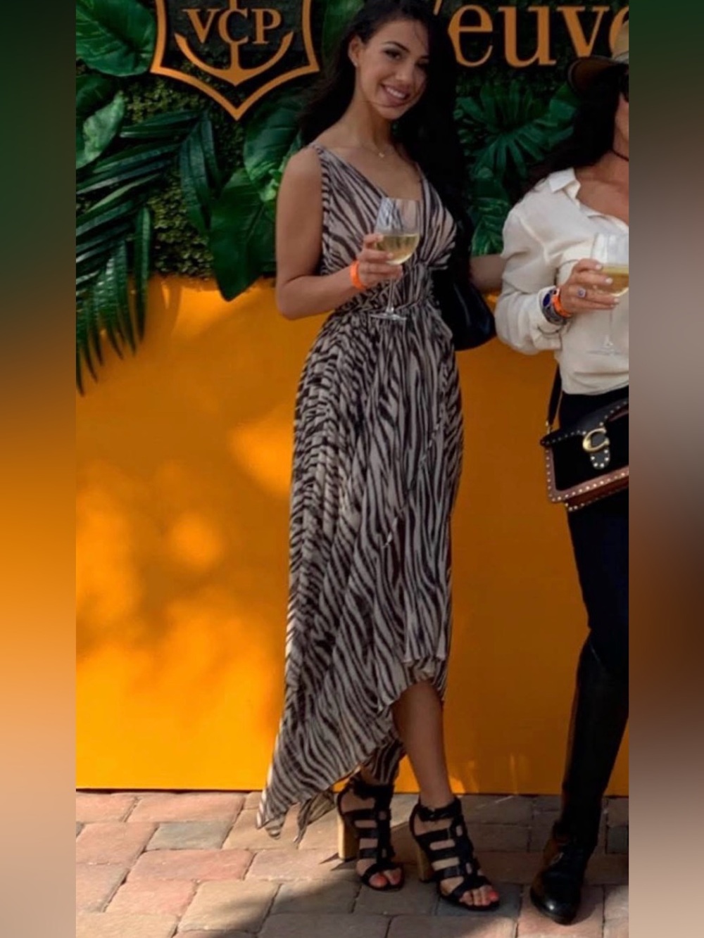 REVOLVE Zebra-Print Asymmetrical Hem Maxi Dress - Black/Brown